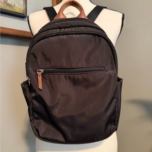 Euc Black Nylon Backpack with brown Leather Accents. A lot of pockets.